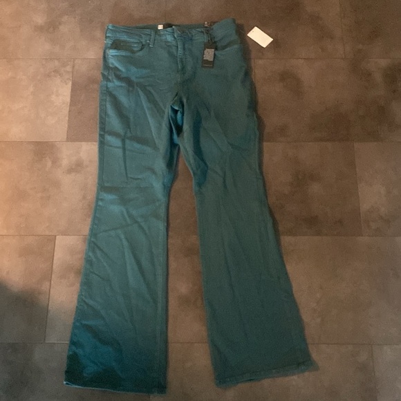 Kut From The Kloth High Rise Ana Fab AB Green Flare Size 18 - Picture 2 of 5